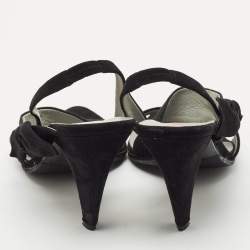 Miu Miu Black Suede Bow Strappy Slingback Sandals Size 38