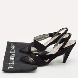 Miu Miu Black Suede Bow Strappy Slingback Sandals Size 38