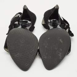 Miu Miu Black Suede Bow Strappy Slingback Sandals Size 38