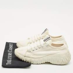 Miu Miu White Canvas and Rubber Low Top Sneakers Size 38