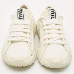 Miu Miu White Canvas and Rubber Low Top Sneakers Size 38