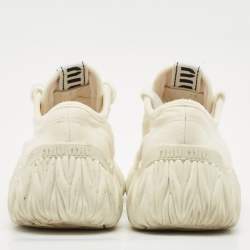 Miu Miu White Canvas and Rubber Low Top Sneakers Size 38