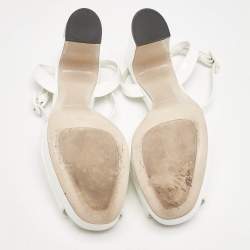 Miu Miu White Patent Leather Platform Ankle Strap Sandals Size 36