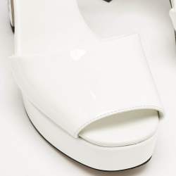 Miu Miu White Patent Leather Platform Ankle Strap Sandals Size 36