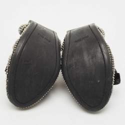 Miu Miu Black Patent Leather Studded Bow Scrunch Ballet Flats Size 38.5