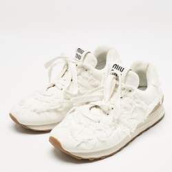 Miu Miu x New Balance White Denim 574 Sneakers Size 36
