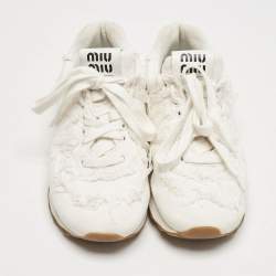 Miu Miu x New Balance White Denim 574 Sneakers Size 36