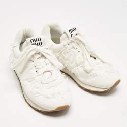 Miu Miu x New Balance White Denim 574 Sneakers Size 36