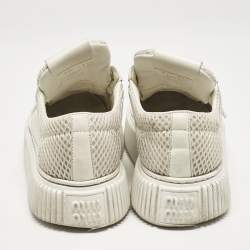 Miu Miu White Leather and Mesh Platform Sneakers Size 37.5
