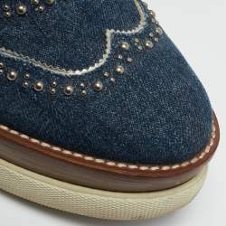 Miu Miu Blue Denim Wedge Platform Oxfords Size 38.5