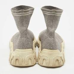 Miu Miu Silver Knit Lurex Fabric Sock Sneakers Size 38