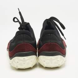 Miu Miu Black/Burgundy Canvas and Suede Crystal Embellished Sneakers Size 37.5