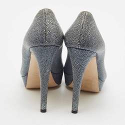 Miu Miu Grey Stingray Leather Platform Pumps Size 38