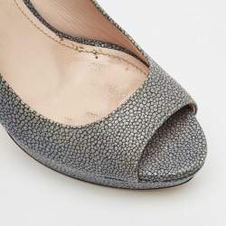 Miu Miu Grey Stingray Leather Platform Pumps Size 38