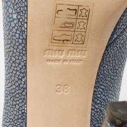 Miu Miu Grey Stingray Leather Platform Pumps Size 38