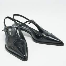 Miu Miu Black Leather Pointed Toe Slingback Pumps Size 39