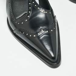 Miu Miu Black Leather Pointed Toe Slingback Pumps Size 39