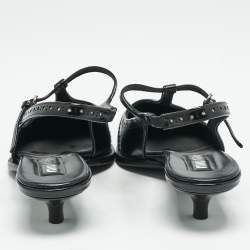Miu Miu Black Leather Pointed Toe Slingback Pumps Size 39