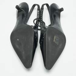 Miu Miu Black Leather Pointed Toe Slingback Pumps Size 39