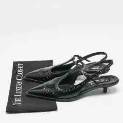 Miu Miu Black Leather Pointed Toe Slingback Pumps Size 39