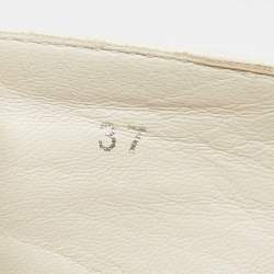 Pre Owned Miu Miu White Leather Metal Cap Toe Platform Slip On Sneakers Size 37