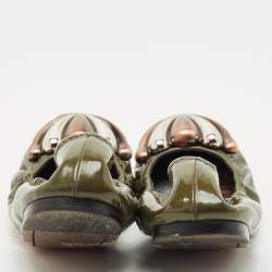 Miu Miu Green Patent Leather Scrunch Ballet Flats Size 39.5