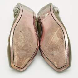 Miu Miu Green Patent Leather Scrunch Ballet Flats Size 39.5