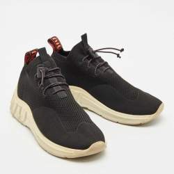 Miu Miu Black Knit Fabric Low Top Sneakers Size 39