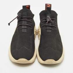 Miu Miu Black Knit Fabric Low Top Sneakers Size 39