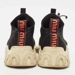 Miu Miu Black Knit Fabric Low Top Sneakers Size 39
