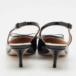 Miu Miu Black Patent Leather Bow Slingback Pumps Size 37