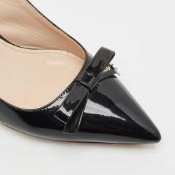 Miu Miu Black Patent Leather Bow Slingback Pumps Size 37