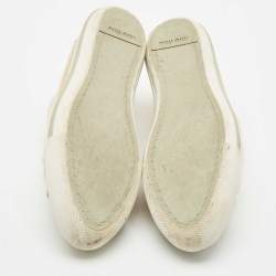 Miu Miu Beige Patent Leather Metal Cap Toe Low Top Sneakers Size 38.5