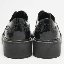 Miu Miu Black Patent Brogue Leather Oxfords Size 38.5