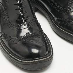 Miu Miu Black Patent Brogue Leather Oxfords Size 38.5