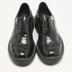 Miu Miu Black Patent Brogue Leather Oxfords Size 38.5