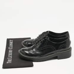 Miu Miu Black Patent Brogue Leather Oxfords Size 38.5
