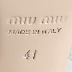 Miu Miu Silver/Grey Leather And Satin Crystal Embellished Block Heel Sandals Size 41