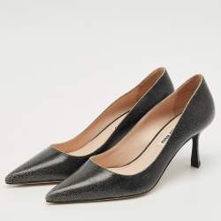 Miu Miu Black Crackled Leather Pointed Toe Pumps Size 35