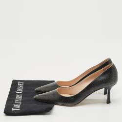 Miu Miu Black Crackled Leather Pointed Toe Pumps Size 35