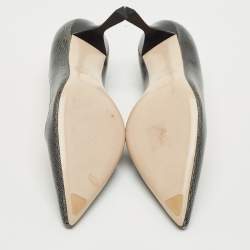 Miu Miu Black Crackled Leather Pointed Toe Pumps Size 35