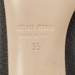 Miu Miu Black Crackled Leather Pointed Toe Pumps Size 35