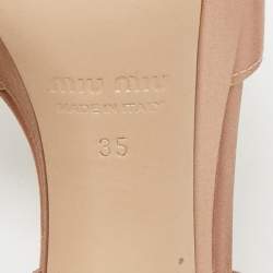 Pre Owned Miu Miu Pink Satin Crystal Embellished Heel Platform Sandals Size 35