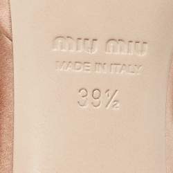 Miu Miu Beige Satin Crystals Knot Slide Sandals Size 39.5