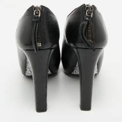 Miu Miu Black Leather  Glitter heels Booties Size 38