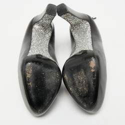 Miu Miu Black Leather  Glitter heels Booties Size 38
