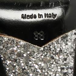 Miu Miu Black Leather  Glitter heels Booties Size 38