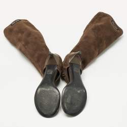 Miu Miu Brown Suede Thong Cut Out  Knee Length Boots Size 37