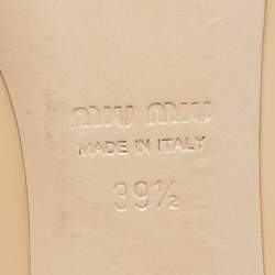 Pre Owned Miu Miu Beige Patent Leather Crystal Embellished Peep Toe Pumps Size 39.5