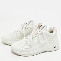 Miu Miu White Leather Crystal Embellished Low Top Sneakers Size 36